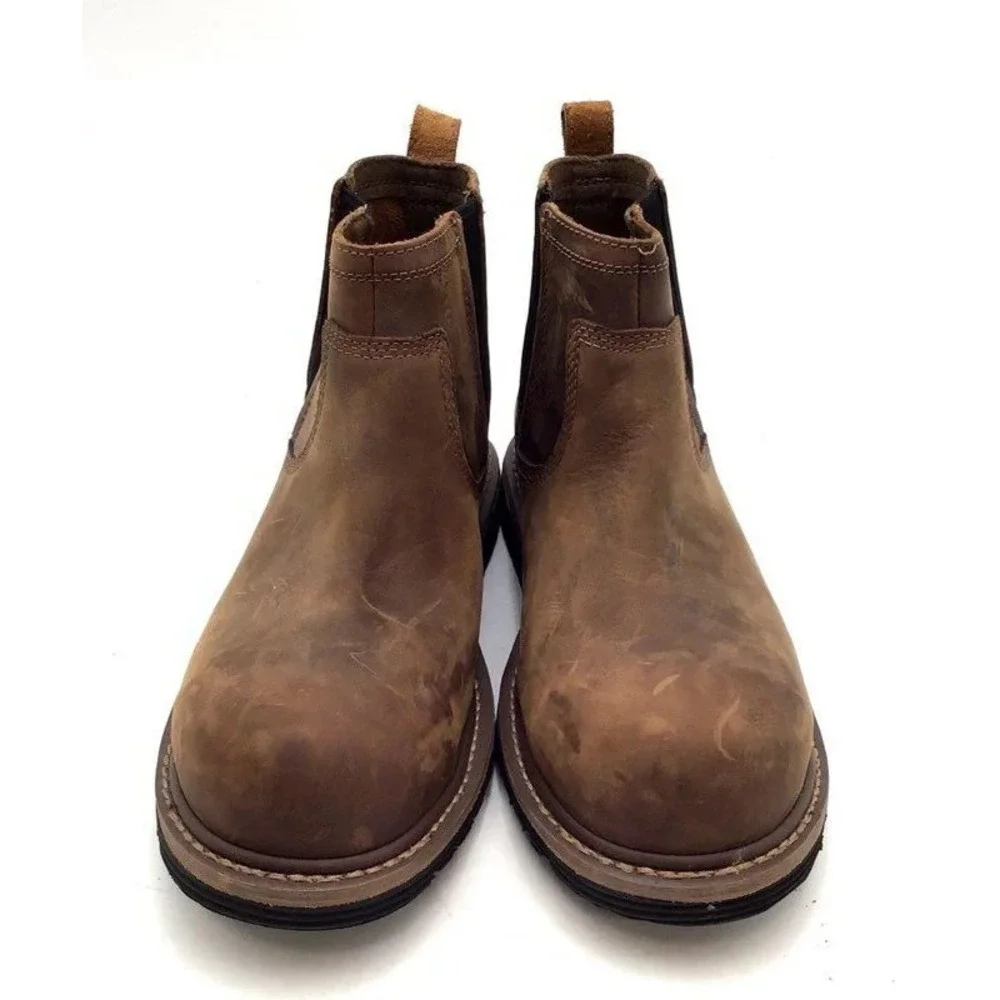 Timberland PRO Millworks Brown Leather Composite Toe Chelsea Work Boots Men 9